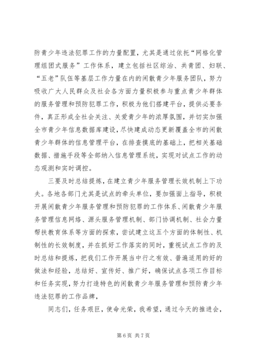 副书记在青少年管理工作会讲话.docx