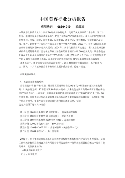 中国美容行业分析报告