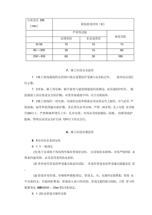 建筑给水排水及采暖工程监理细则