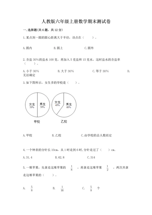 人教版六年级上册数学期末测试卷带答案（b卷）.docx