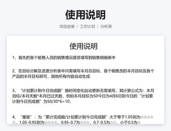 目标完成进度分析表