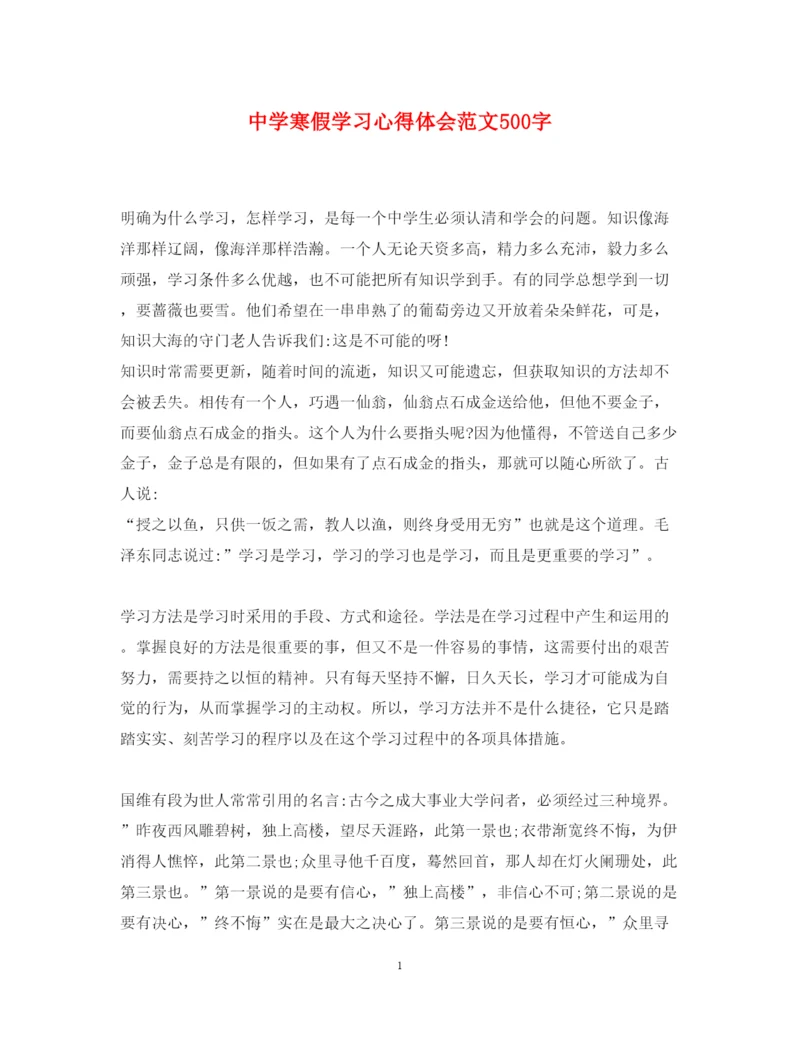 精编中学寒假学习心得体会范文500字.docx