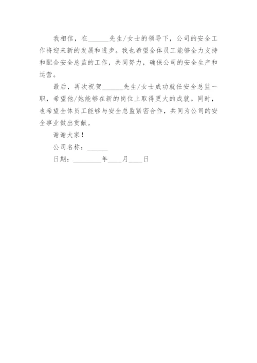 安全总监任命书范文.docx