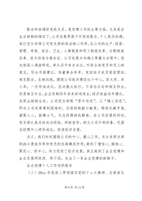 企业党建个人工作述职报告.docx