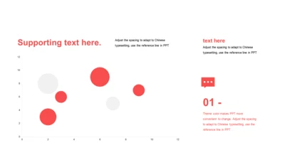 红色扁平PPT散点图