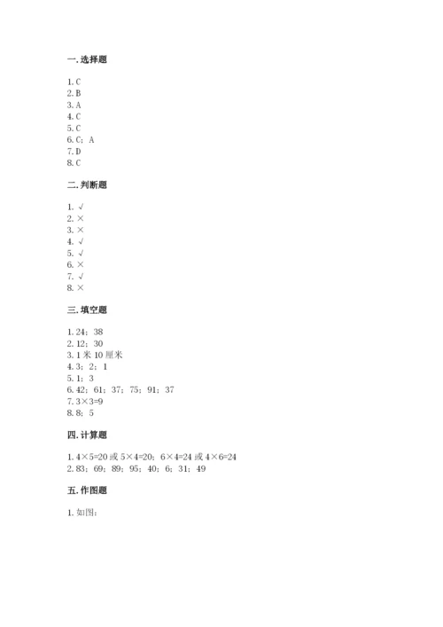 小学二年级上册数学期中测试卷及答案（全优）.docx