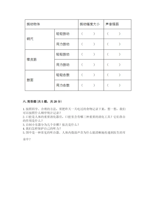 教科版科学四年级上册第二单元《呼吸和消化》测试卷精品【预热题】.docx