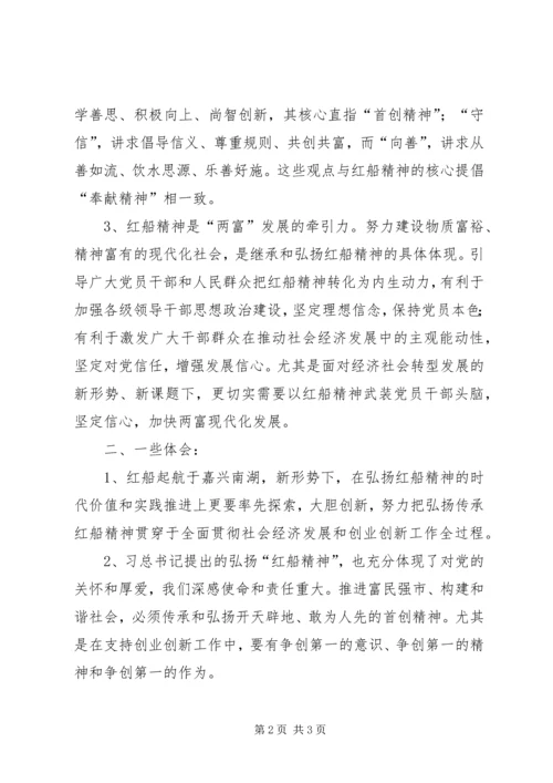 弘扬“红船精神”走在时代前列读后感.docx