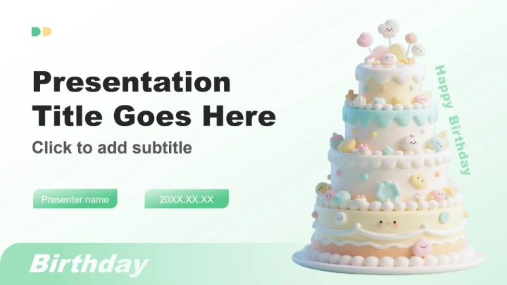 绿色小清新风生日会活动策划方案PPT主题模板