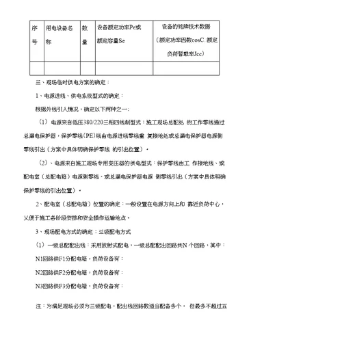 临时用电施工组织设计编写标准