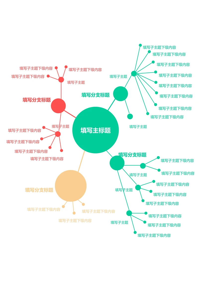 三色简约树状基础思维导图