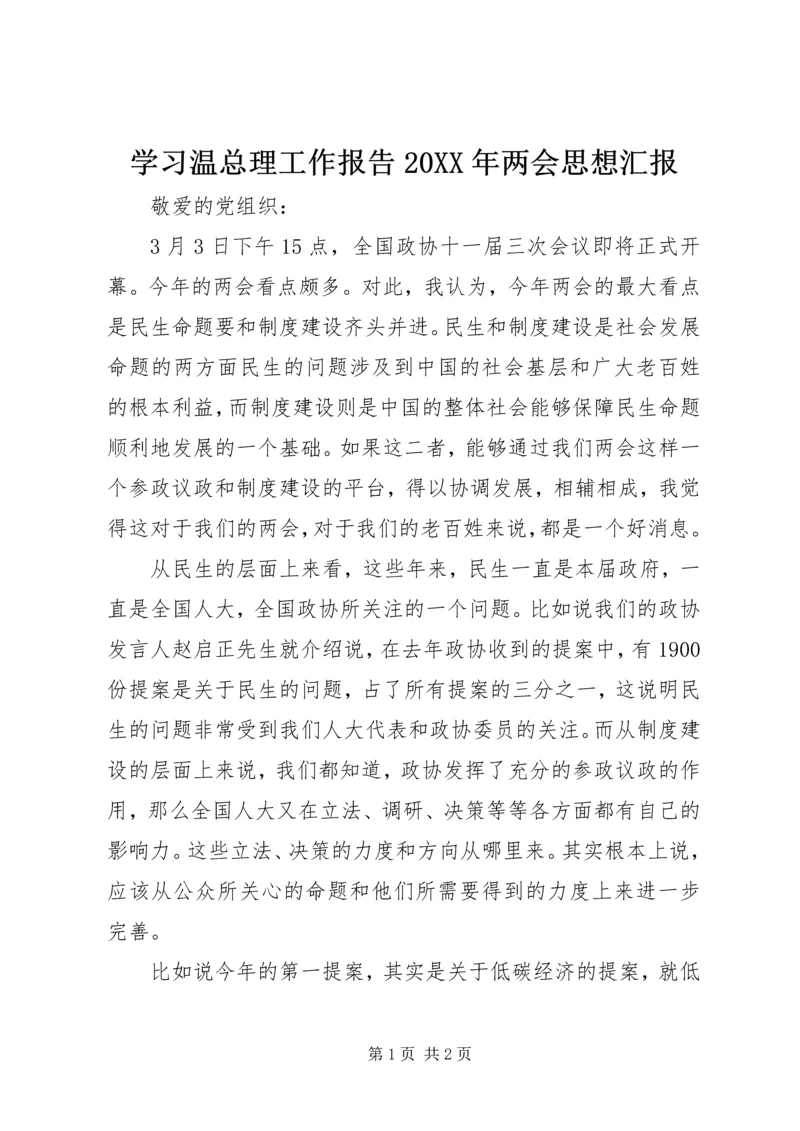 学习温总理工作报告20XX年两会思想汇报.docx