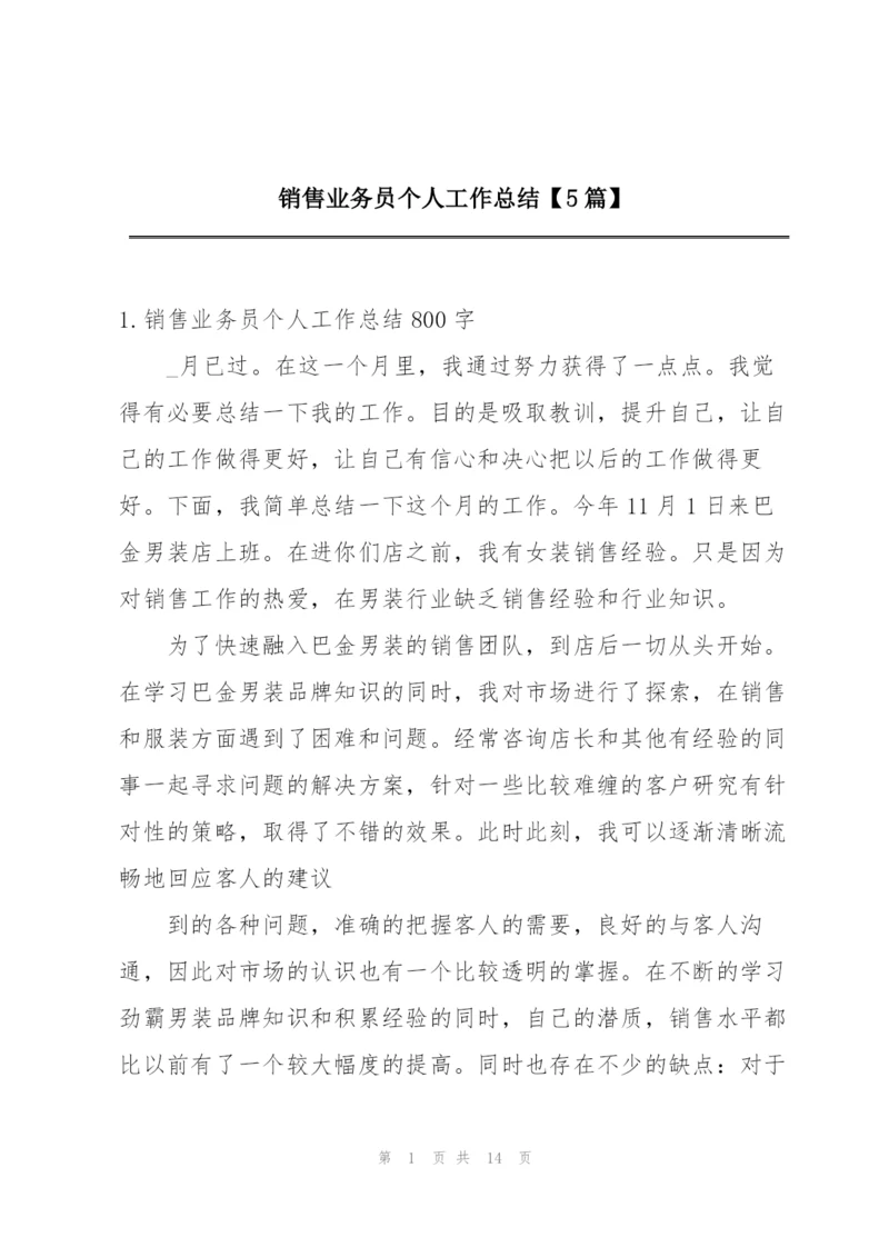 销售业务员个人工作总结【5篇】.docx