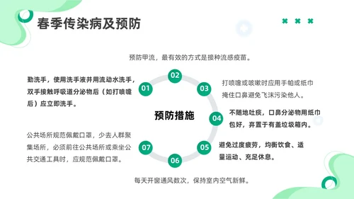 绿色插画春季传染病知识主题班会PPT春季传染病预防