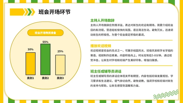 黄绿色插画风你好新同学主题班会PPT模板