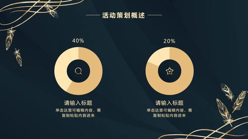 深蓝金奢华金叶子PPT模板