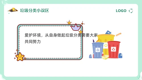 绿色卡通垃圾分类督导员培训PPT模板宣传PPT动态PPT