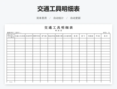 交通工具明细表