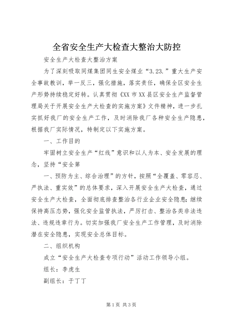 全省安全生产大检查大整治大防控.docx