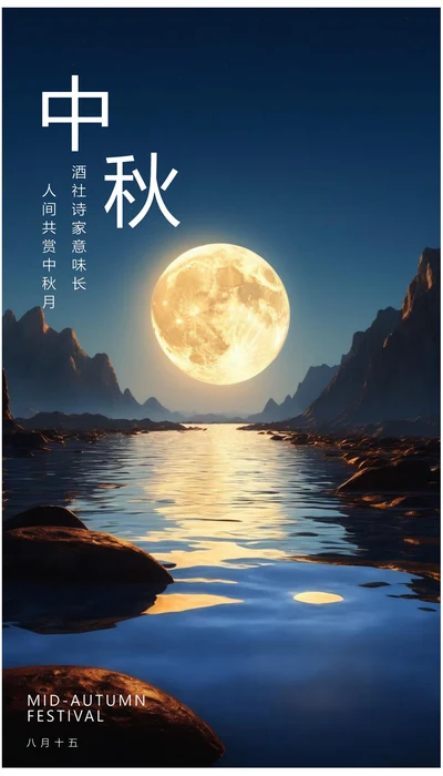 八月十五月圆中秋节庆典海报