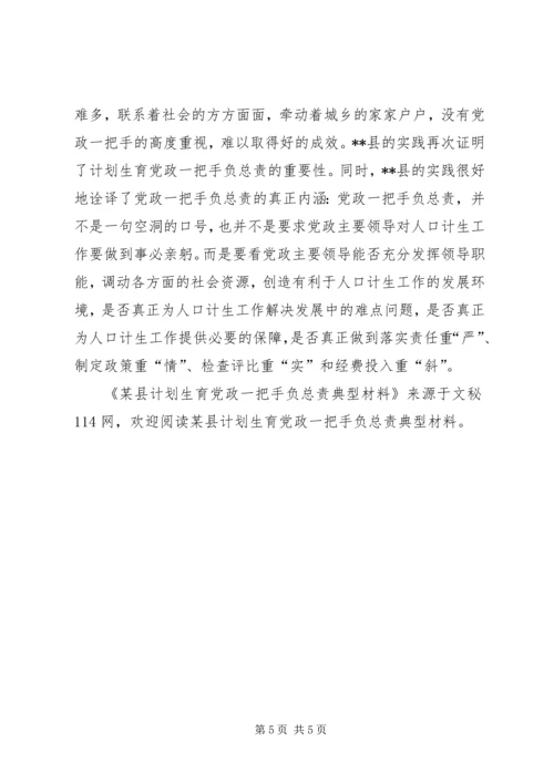 某县计划生育党政一把手负总责典型材料.docx