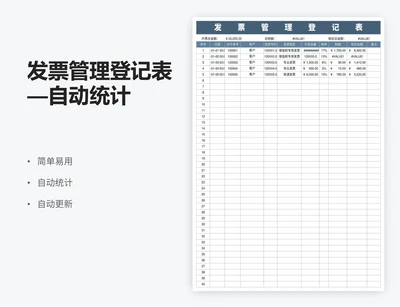 发票管理登记表—自动统计