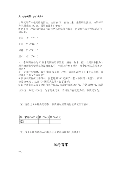 人教版六年级数学下学期期末测试题含答案【基础题】.docx