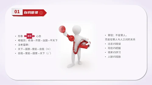 简约风红色五维管理教学培训科普PPT领导力