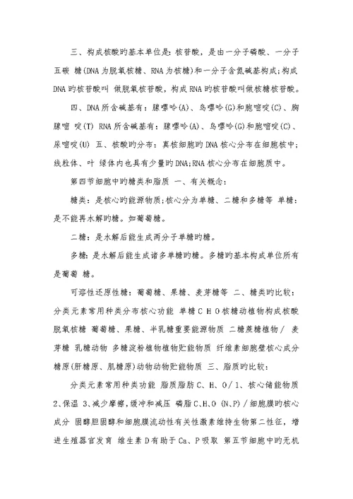 2022年高一生物必修1知识点总结必修一生物知识点归纳