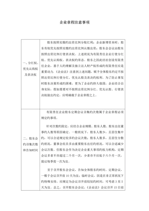 最新公司章程注意事项.docx
