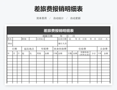 差旅费报销明细表