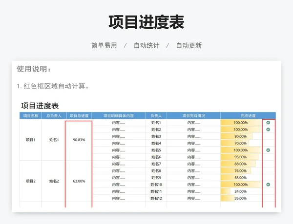 项目进度表