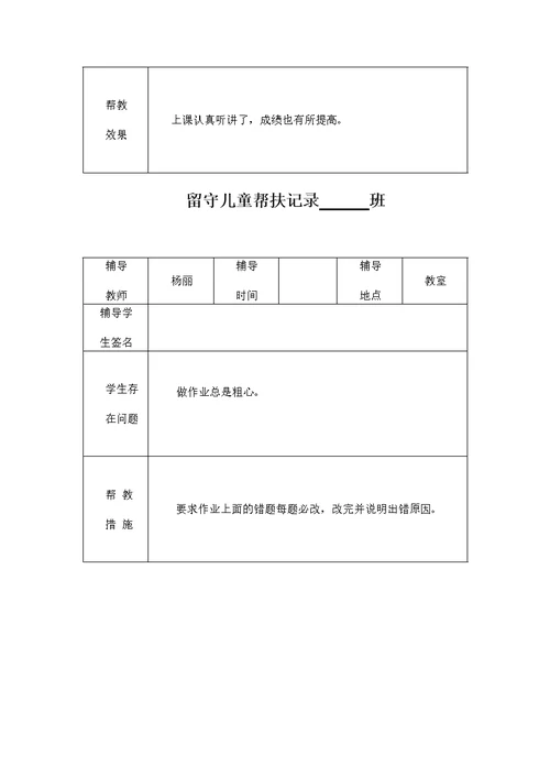 小学留守儿童帮扶记录表(共24页)