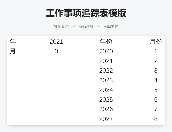 工作事项追踪表模版