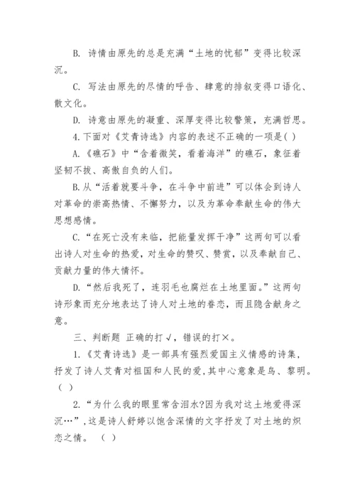 艾青诗选中考知识点整理最新.docx