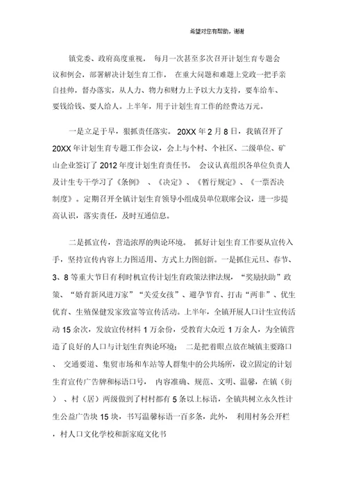 乡镇计生个人工作总结