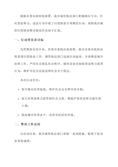 城管扫黑除恶整改情况汇报