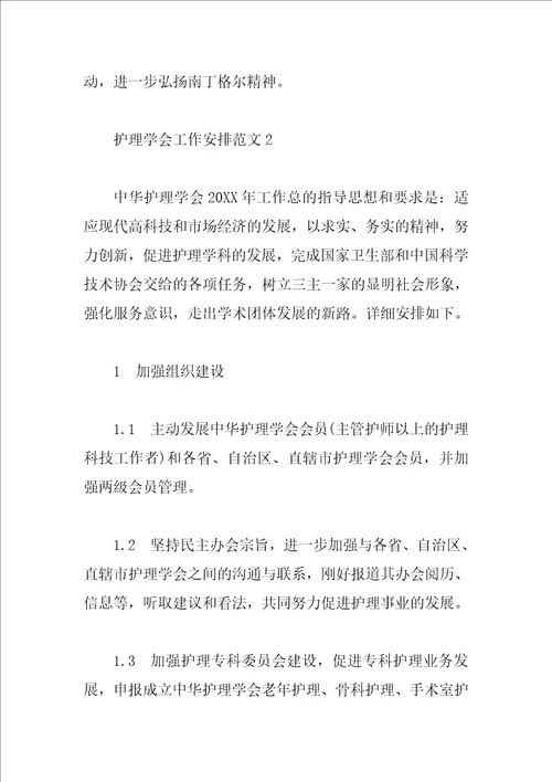 关于护理学会的工作计划范文