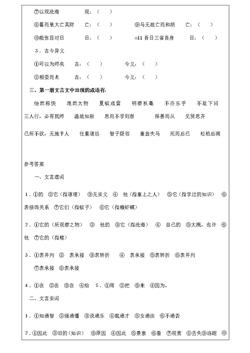 初一语文：文言虚词复习指导