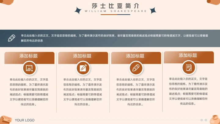 大气莎士比亚人物介绍宣传PPT