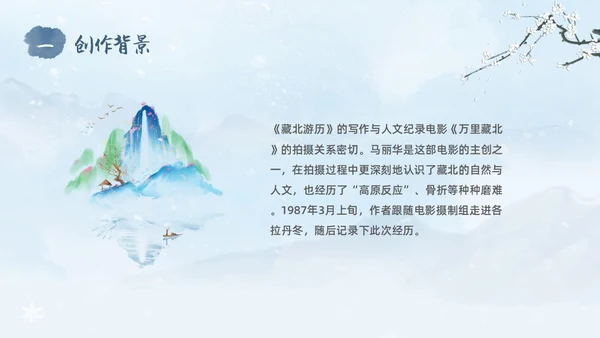 蓝色水彩水墨国风在长江源头各拉丹冬语文课堂教学课件PPT语文课件