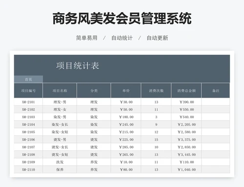 商务风美发会员管理系统