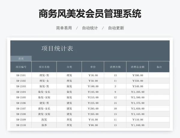 商务风美发会员管理系统