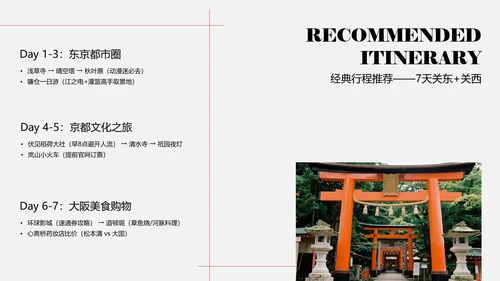 现代简约红色日本旅行攻略PPT模板