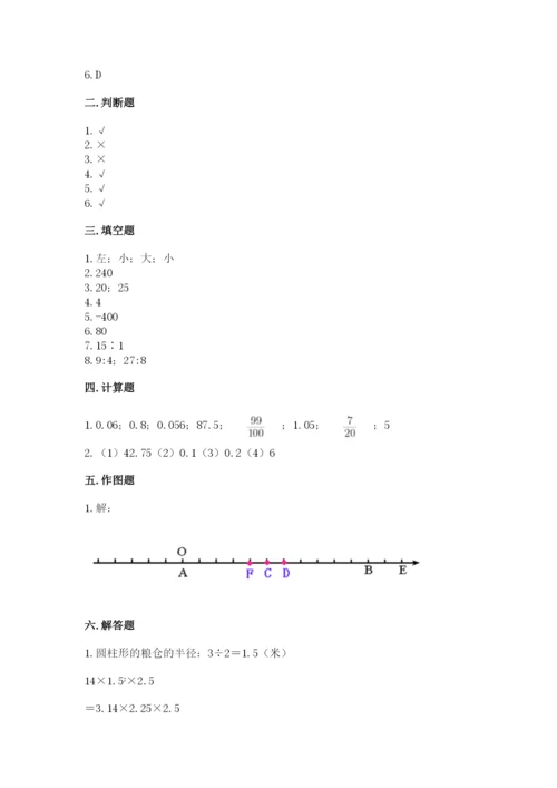 宜良县六年级下册数学期末测试卷（b卷）.docx
