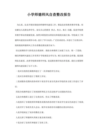 小学师德师风自查整改报告
