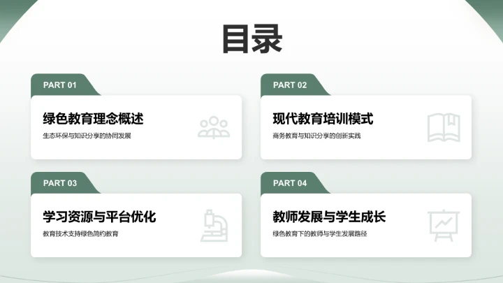 绿色简约风教育培训PPT模板