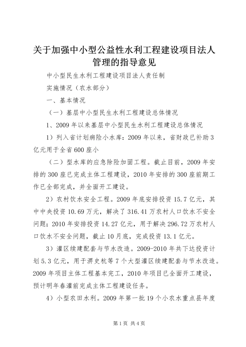 关于加强中小型公益性水利工程建设项目法人管理的指导意见 (3).docx