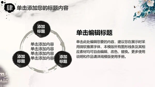 中国风水墨牡丹花动态PPT模板