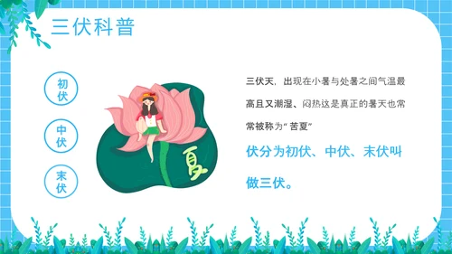 夏季防暑三伏天科普介绍PPT模板